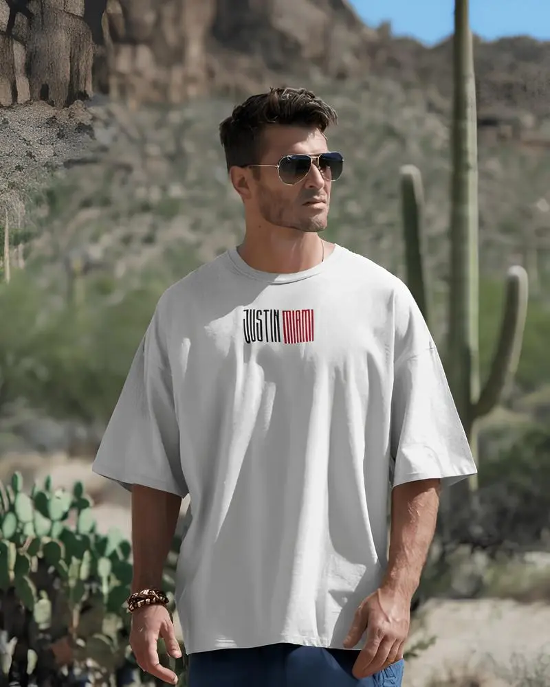 Justin Miami's White and Black Dancing Car Sports T-Shirt Front Side.webp