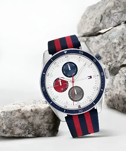 Men's White Dial Quartz Analogue Watch by Tommy Hilfiger